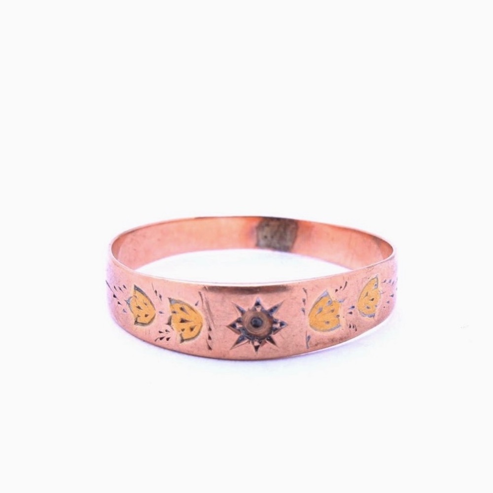 Antique Vintage Victorian 10K gold enamel ring